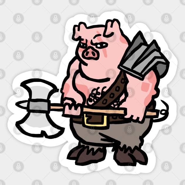 Fantasy Tabletop Piggy Barbarian Cute Sticker by Porkzby